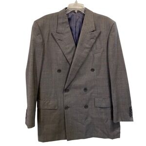 Bergdorf Goodman Domenico Spano Mens Grey Glen Plaid Double Breasted Blazer 44R